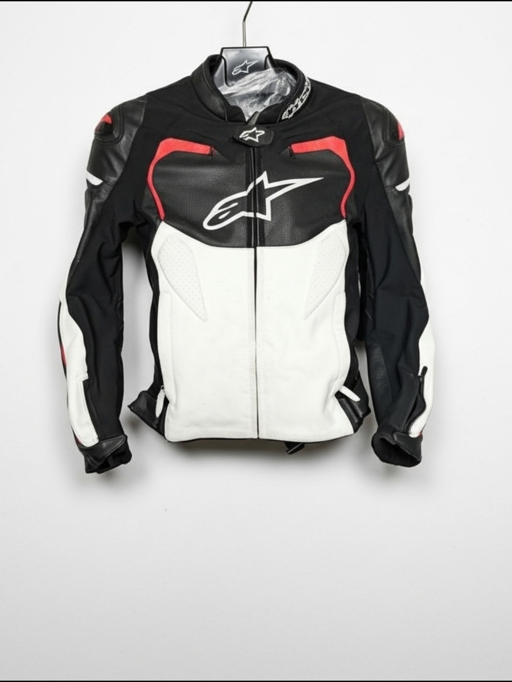 Alpinestars Black White Red Leather Sport Bike Jacket